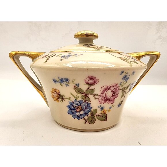 Vtg Limoges France Lidded Sugar, Creamer, 2 Cups Haviland, Charles Field Rosario - Picture 2 of 16